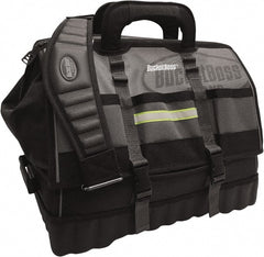 Bucket Boss - 18 Pocket Gray & Black Polyester Tool Bag - 18" Wide x 11" Deep x 16" High - Exact Tooling