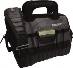 Bucket Boss - 14 Pocket Gray & Black Polyester Tool Bag - 14" Wide x 10" Deep x 11" High - Exact Tooling