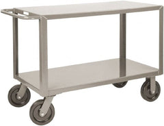 Little Giant - 5,000 Lb Capacity, 30" Wide x 65-1/2" Long x 36" High Heavy Duty Service Cart - 2 Shelf, Steel, 2 Rigid/2 Swivel Casters - Exact Tooling