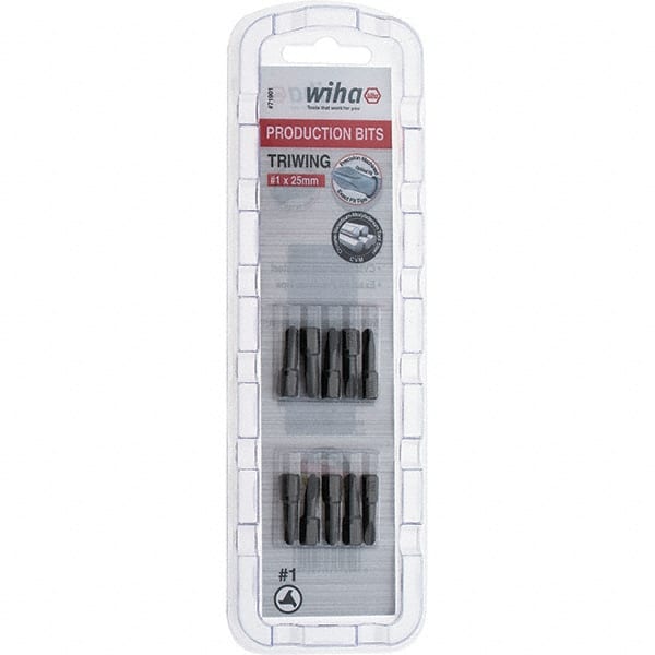 Wiha - 1/4" Drive, #1 Tri-Wing Screwdriver Bit - 1" OAL - Exact Tooling