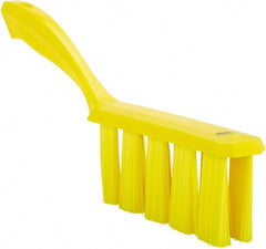 Vikan - 3.9" Bristle Length, Polyester Cleaning & Finishing Brush - 3" Long x 6-1/2" Wide Head, 13" OAL, Easy Grip Handle, Yellow, Polypropylene Block - Exact Tooling