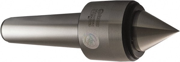 Skoda - MT2 Morse Taper Shank, 36mm Head Diam, Live Center - 6,000 Max RPM, 36mm Point Diam, 1" Point Len, 600 Lb Max Workpiece, Standard Point - Exact Tooling