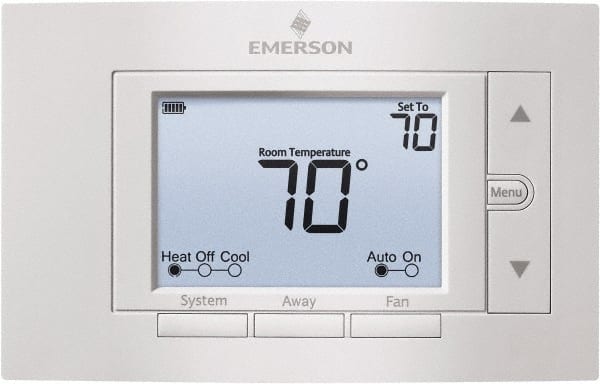 White-Rodgers - 50 to 99°F, 2 Heat, 2 Cool, Digital Nonprogrammable Thermostat - 20 to 30 Volts, 1.77" Inside Depth x 1.77" Inside Height x 5-1/4" Inside Width, Horizontal Mount - Exact Tooling
