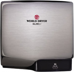 World Dryer - 950 Watt Silver Finish Electric Hand Dryer - 100/120 Volts, 8.3 Amps, 11.43" Wide x 10.7" High x 3.9" Deep - Exact Tooling