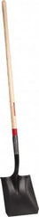Razor-Back - 12" High x 9-1/2" Wide Square Steel Shovel - 48" Long Wood Straight Handle, Rolled - Exact Tooling