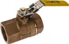 Apollo - 1-1/2" Pipe, Standard Port, Bronze Standard Ball Valve - 2 Piece, NPT Ends, Locking Lever Handle, 600 WOG, 150 WSP - Exact Tooling