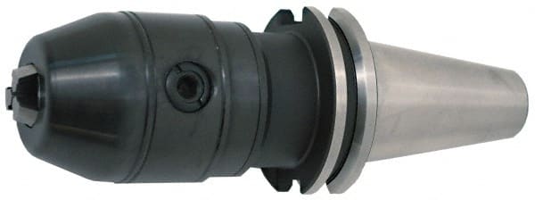 Accupro - CAT40, 1/32 to 1/2" Capacity, Integral Shank Drill Chuck - Keyed, Taper Shank - Exact Tooling