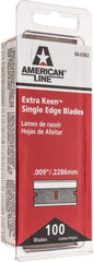 American Line - Knife Blades - .009" EXTRA KEEN 100PK SINGLE EDGE BLADE - Exact Tooling