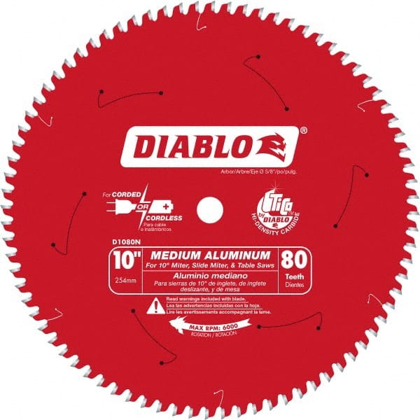 Freud - 10" Diam, 5/8" Arbor Hole Diam, 80 Tooth Wet & Dry Cut Saw Blade - Carbide-Tipped, Burr-Free Action, Standard Round Arbor - Exact Tooling