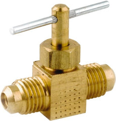 ANDERSON METALS - 1/4 x 1/4" Pipe, Inline Metal Seat Needle Valve - Brass Seal, FL x FL Ends, Lead Free Brass Valve, 150 Max psi - Exact Tooling