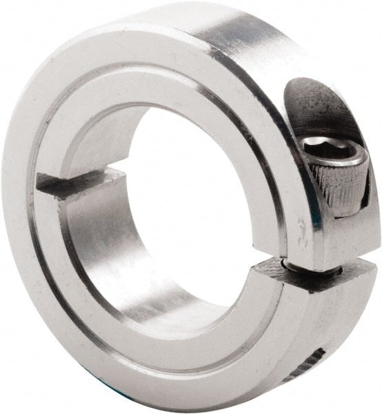 Climax Metal Products - 1-1/16" Bore, Steel, One Piece Clamp Collar - 1-7/8" Outside Diam, 1/2" Wide - Exact Tooling