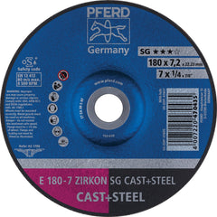 PFERD - Depressed-Center Wheels; Hole Size (Inch): 7/8 ; Connector Type: Arbor ; Wheel Type Number: Type 27 ; Abrasive Material: Aluminum Oxide; Zirconia Alumina ; Maximum RPM: 8500.000 ; Bond Type: Resinoid - Exact Tooling