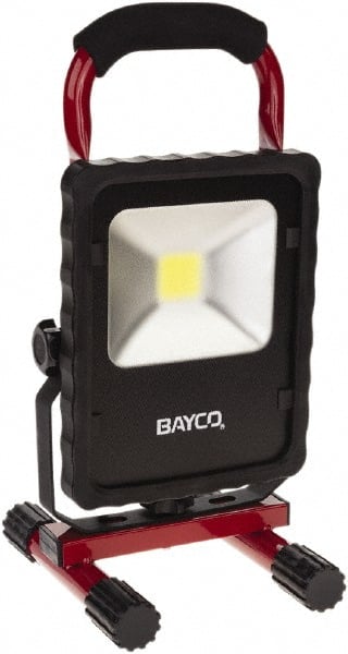 Bayco - 20 Watt, Electric, LED Portable Stand Mount Work Light - 6' Cord, 1 Head, 2,200 Lumens, Aluminum, 12.6" Long x 6.2" Wide x 6.4" High - Exact Tooling