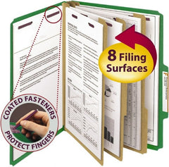 SMEAD - 8-1/2 x 11", Letter Size, Green, Classification Folders with Top Tab Fastener - 23 Point Stock, 2/5 Tab Cut Location - Exact Tooling