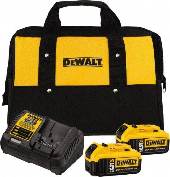 DeWALT - 20 Volt, 2 Battery Lithium-Ion Power Tool Charger - 1 hr to Charge, AC Wall Outlet Power Source, Batteries Included - Exact Tooling