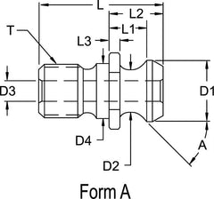 Accupro - A Style, BT40 Taper, M16x2 Thread, 45° Angle Radius, High Torque Retention Knob - 1-5/8" OAL, 0.74" Knob Diam, 0.44" Flange Thickness, 0.64" from Knob to Flange, 0.6693" Pilot Diam - Exact Tooling