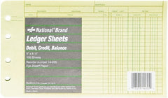 National Brand - 100 Sheet, 5 x 8-1/2", Ledger Refill Sheets - Green - Exact Tooling