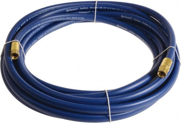 Continental ContiTech - 3/8" ID x 0.6" OD 20' Long Multipurpose Air Hose - FNPT x FNPT Ends, 300 Working psi, -10 to 158°F, 1/4" Fitting, Blue - Exact Tooling