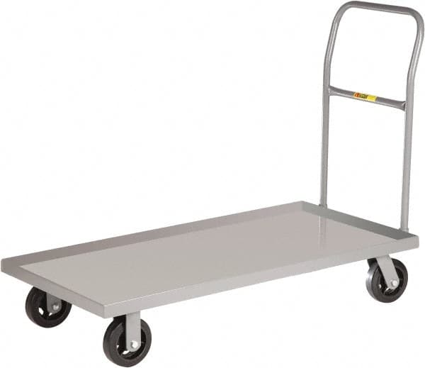 Little Giant - 1,600 Lb Capacity Steel Platform Truck - Steel Deck, 24" OAW, 60" Platform Length x 8-1/2" Platform Height, Mold-On Rubber Casters - Exact Tooling