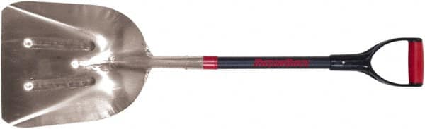 Razor-Back - 18-1/2" High x 15" Wide Square Aluminum Scoop - 29" Long Fiberglass D-Grip Handle, No Step - Exact Tooling
