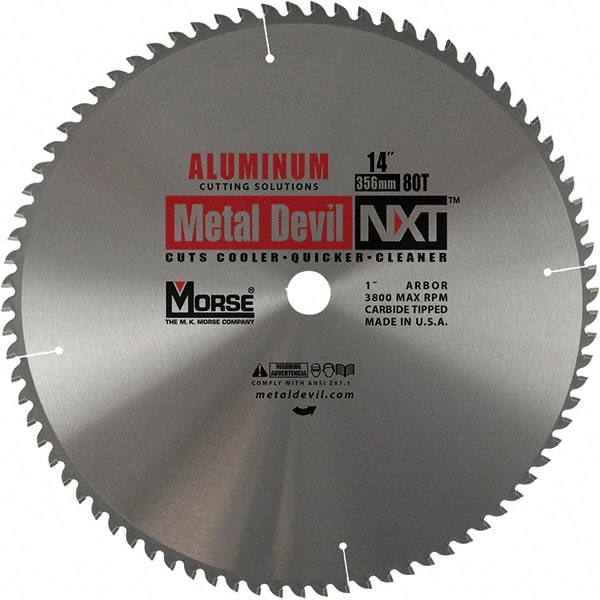 M.K. MORSE - 14" Diam, 1" Arbor Hole Diam, 80 Tooth Wet & Dry Cut Saw Blade - Exact Tooling