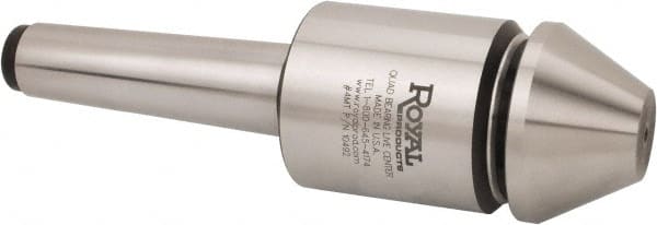 Royal Products - MT4 Morse Taper, 2.45" Head Diam Live Center - 5,000 Max RPM, 2.78" Head Length, 2-1/2" Point Diam, 1.58" Point Len, 1,905 Lb Max Workpc, Bull Nose Point - Exact Tooling