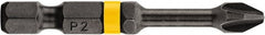DeWALT - #2 Phillips Screwdriver Bit - 1/4" Hex Drive, 2" OAL - Exact Tooling