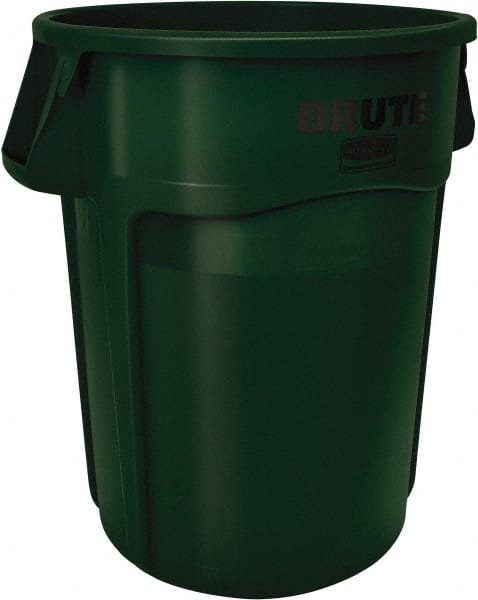 Rubbermaid - 32 Gal Green Round Trash Can - Polyethylene, 27.77" High - Exact Tooling