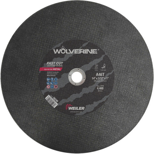 14″ × 3/32″ Type 1 Cut-Off Wheel, A46T, 1″ Arbor Hole - Exact Tooling