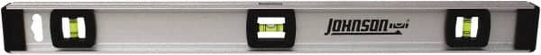 Johnson Level & Tool - 24" Long 3 Vial I-Beam Level - Aluminum, Silver, 2 Plumb & 1 Level Vials - Exact Tooling