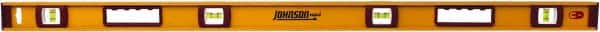 Johnson Level & Tool - Magnetic 48" Long 3 Vial I-Beam Level - Aluminum, Black, 2 Plumb & 1 Level Vials - Exact Tooling