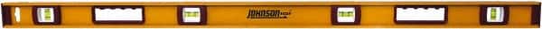 Johnson Level & Tool - 48" Long 3 Vial I-Beam Level - Aluminum, Black, 2 Plumb & 1 Level Vials - Exact Tooling
