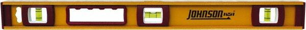 Johnson Level & Tool - 24" Long 3 Vial I-Beam Level - Aluminum, Black, 2 Plumb & 1 Level Vials - Exact Tooling