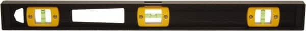 Johnson Level & Tool - 48" Long 3 Vial I-Beam Level - Aluminum, Black, 2 Plumb & 1 Level Vials - Exact Tooling