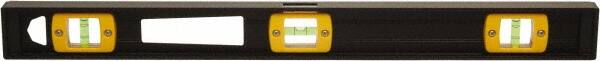 Johnson Level & Tool - 72" Long 5 Vial I-Beam Level - Aluminum, Black, 3 Plumb & 2 Level Vials - Exact Tooling