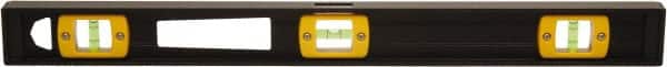 Johnson Level & Tool - 96" Long 5 Vial I-Beam Level - Aluminum, Black, 3 Plumb & 2 Level Vials - Exact Tooling