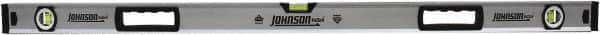 Johnson Level & Tool - 48" Long 3 Vial Box Beam Level - Aluminum, Yellow, 2 Plumb & 1 Level Vials - Exact Tooling