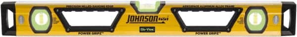 Johnson Level & Tool - Magnetic 78" Long 3 Vial Box Beam Level - Aluminum, Yellow, 2 Plumb & 1 Level Vials - Exact Tooling