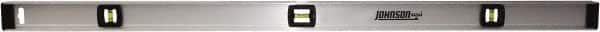 Johnson Level & Tool - 48" Long 3 Vial I-Beam Level - Aluminum, Silver, 2 Plumb & 1 Level Vials - Exact Tooling
