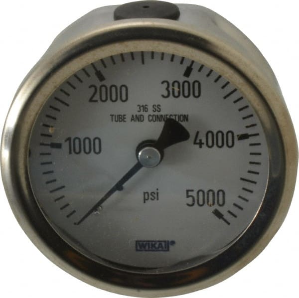 Wika - 2-1/2" Dial, 1/4 Thread, 0-5,000 Scale Range, Pressure Gauge - Center Back Connection Mount, Accurate to 1.5% of Scale - Exact Tooling