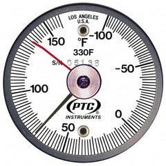 PTC Instruments - -100 to 160°F, 2 Inch Dial Diameter, Dual Magnet Mount Thermometer - 2° Division Graduation - Exact Tooling