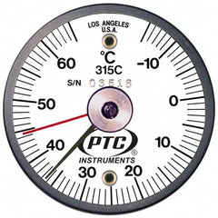 PTC Instruments - -15 to 65°C, 2 Inch Dial Diameter, Dual Magnet Mount Thermometer - 1° Division Graduation - Exact Tooling