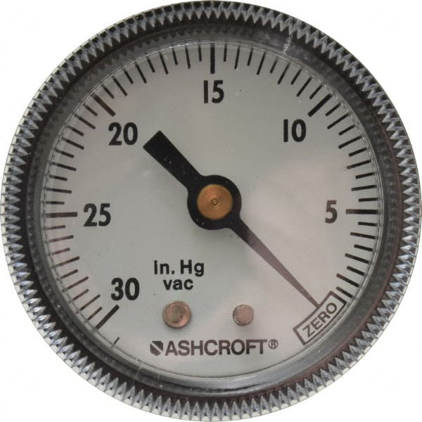 Ashcroft - 2" Dial, 1/4 Thread, 30-0 Scale Range, Pressure Gauge - Center Back Connection Mount - Exact Tooling