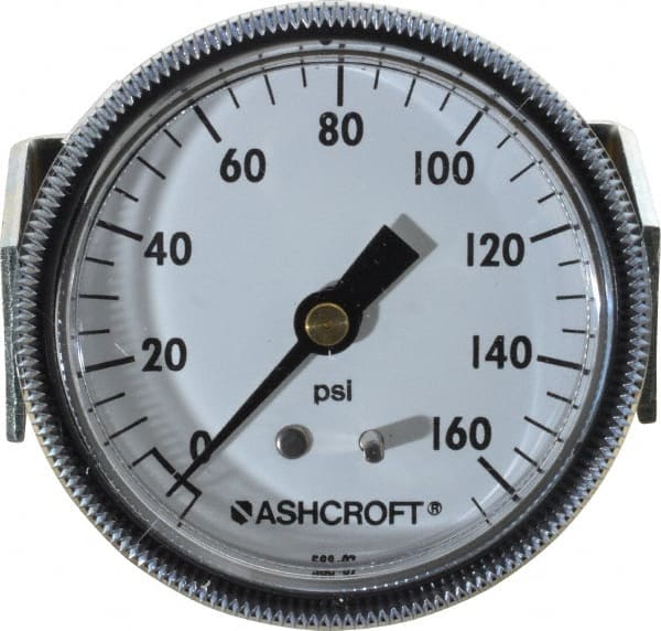 Ashcroft - 2-1/2" Dial, 1/4 Thread, 0-160 Scale Range, Pressure Gauge - Center Back Connection Mount - Exact Tooling