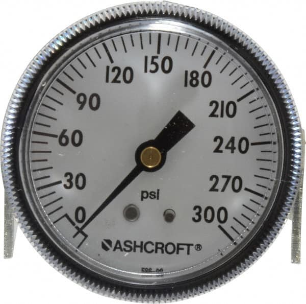 Ashcroft - 2-1/2" Dial, 1/4 Thread, 0-300 Scale Range, Pressure Gauge - Center Back Connection Mount - Exact Tooling