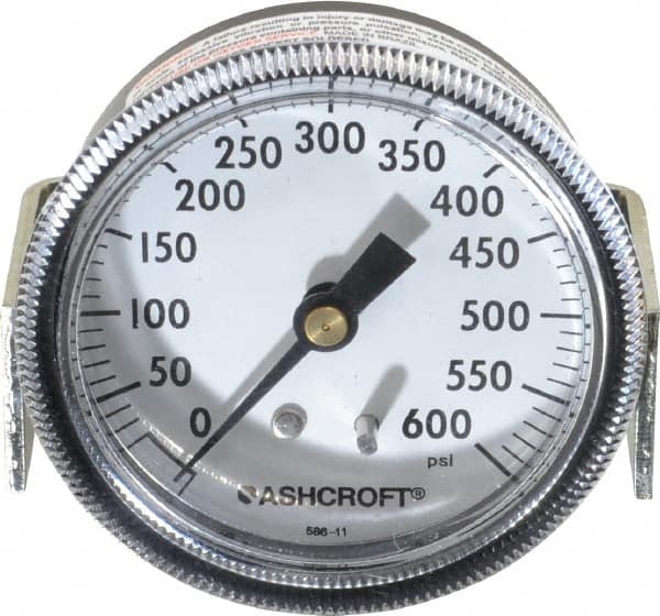 Ashcroft - 2-1/2" Dial, 1/4 Thread, 0-600 Scale Range, Pressure Gauge - Center Back Connection Mount - Exact Tooling
