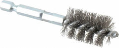 Schaefer Brush - 5/8 Inch Inside Diameter, 13/16 Inch Actual Brush Diameter, Carbon Steel, Power Fitting and Cleaning Brush - 1/4 Shank Diameter, 3-1/8 Inch Long, Hex Shaft Stem, 3/4 Inch Refrigeration Outside Diameter - Exact Tooling
