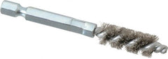 Schaefer Brush - 1/4 Inch Inside Diameter, 7/16 Inch Actual Brush Diameter, Stainless Steel, Power Fitting and Cleaning Brush - 1/4 Shank Diameter, 3-1/8 Inch Long, Hex Shaft Stem, 3/8 Inch Refrigeration Outside Diameter - Exact Tooling
