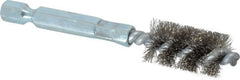 Schaefer Brush - 3/8 Inch Inside Diameter, 9/16 Inch Actual Brush Diameter, Stainless Steel, Power Fitting and Cleaning Brush - 1/4 Shank Diameter, 3-1/8 Inch Long, Hex Shaft Stem, 1/2 Inch Refrigeration Outside Diameter - Exact Tooling