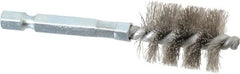 Schaefer Brush - 5/8 Inch Inside Diameter, 13/16 Inch Actual Brush Diameter, Stainless Steel, Power Fitting and Cleaning Brush - 1/4 Shank Diameter, 3-1/8 Inch Long, Hex Shaft Stem, 3/4 Inch Refrigeration Outside Diameter - Exact Tooling